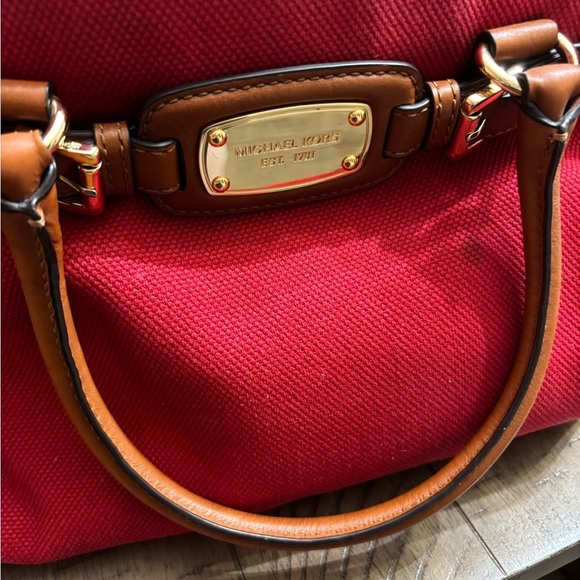 Michael Kors Red Tote with Brown Leather Handles - Picture 6 of 13